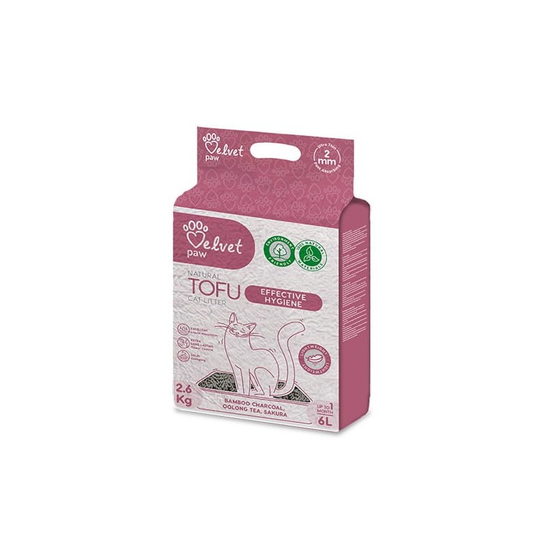 VELVET PAW Tofu żwirek ekologiczny z węglem bambusowym herbatą oolong i kwiatem wiśni 6l