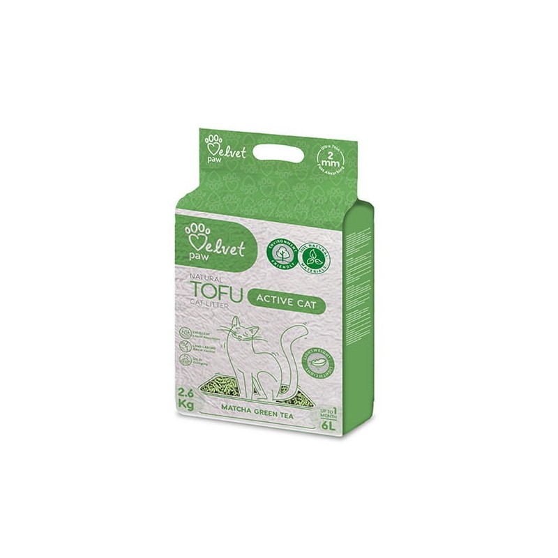 VELVET PAW Tofu żwirek ekologiczny z zieloną herbatą matcha 6l