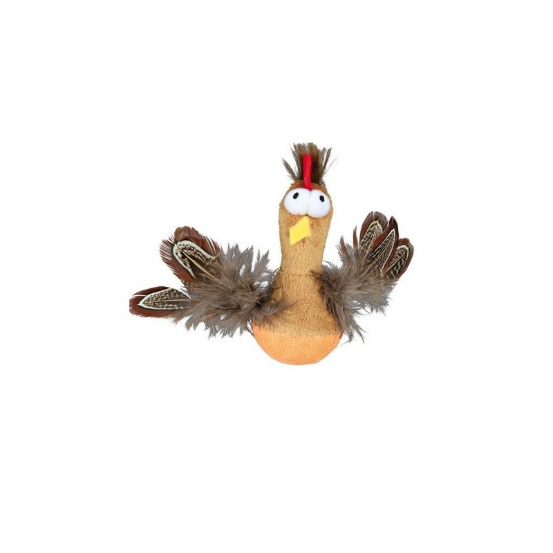 TRIXIE Zabawka kurczak z piórami i z dźwiękiem 10cm