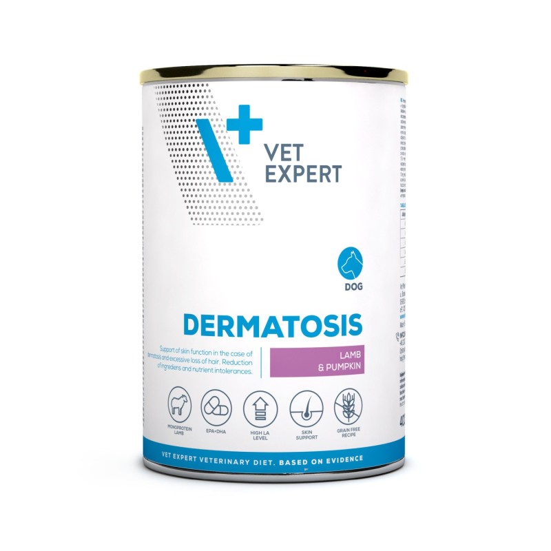 VETEXPERT Dermatosis Dog Lamb and Pumpkin mokra karma weterynaryjna dla psów 400g (puszka)