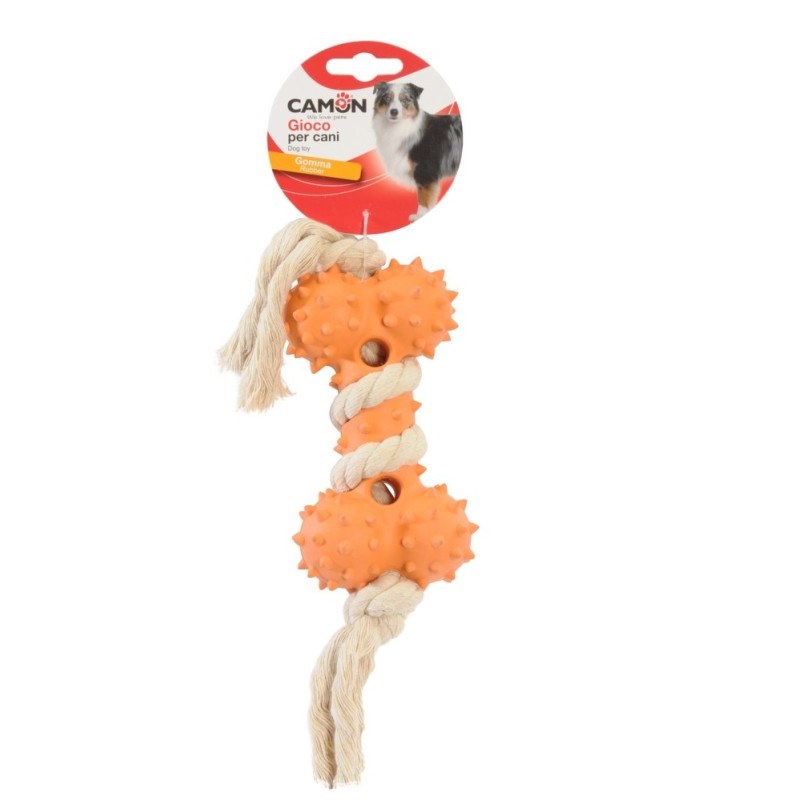 CAMON Dog Toy Rubber Kość z Lina 14cm