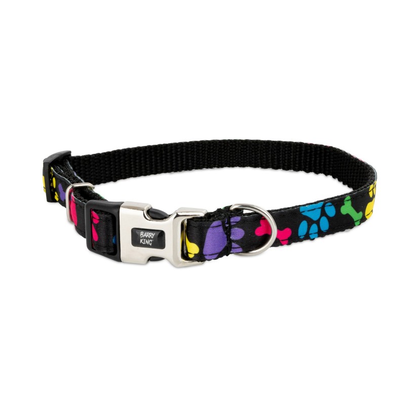 BARRY KING Obroża dla psa kolorowe łapki 16mm/30-47cm