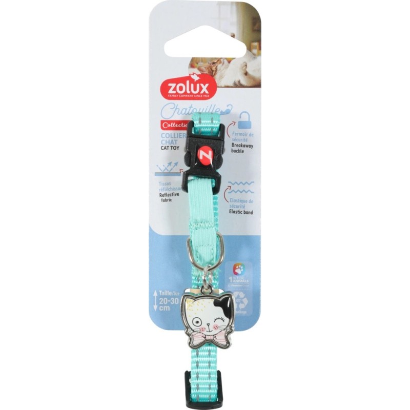 ZOLUX Obroża dla kota z zawieszką w kształcie kota Chatouille - niebieska