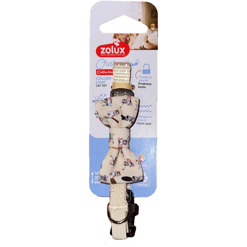 ZOLUX Obroża dla kota z muszką Chatouille - beżowa