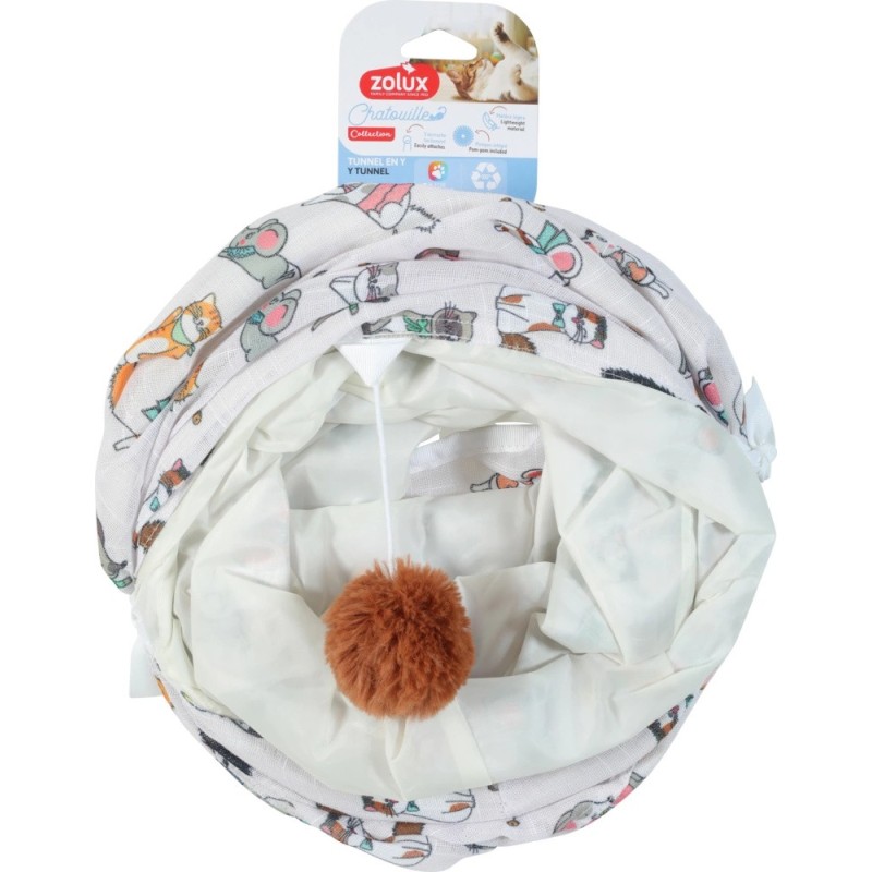 ZOLUX Zabawka dla kota tunel Y wzór koty i myszy Chatouille 40x29x7cm