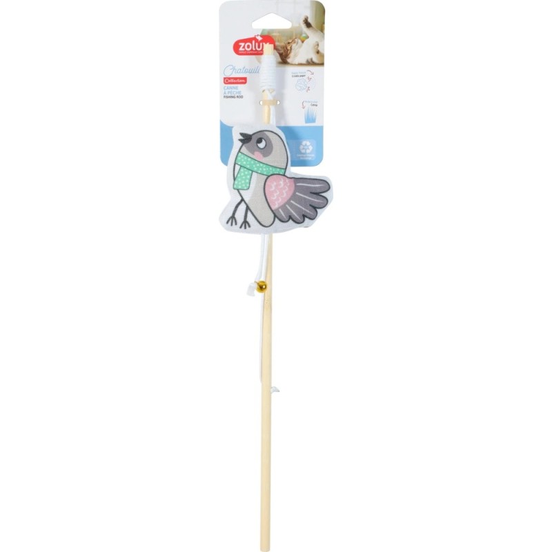 ZOLUX Zabawka dla kota wędka bambus ptak w szaliku Chatouille 48,8cm