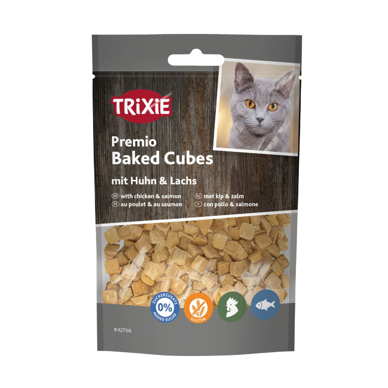 TRIXIE Premio Baked Cubes przysmak dla kota kurczak i łosoś 50g