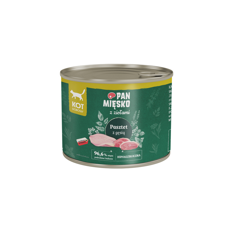 PAN MIĘSKO Karma mokra dla kota z Ziołami Pasztet z gęsią (dorosły) 200g