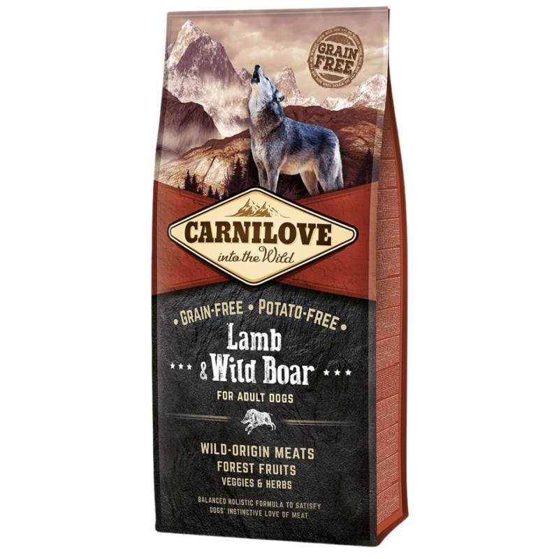 CARNILOVE DOG Grain-Free Adult Lamb and Wild Boar - Jagnięcina i Dzik 1,5kg PROMO Uszkodzenie