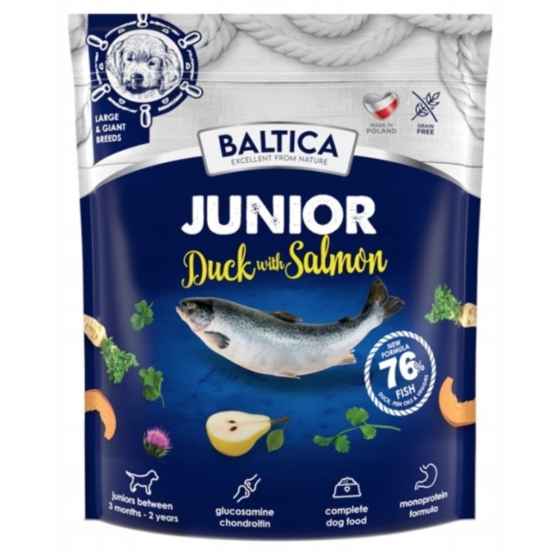 BALTICA EXCELLENT Junior Duck with Salmon L/XL 12kg PROMO Krótki termin