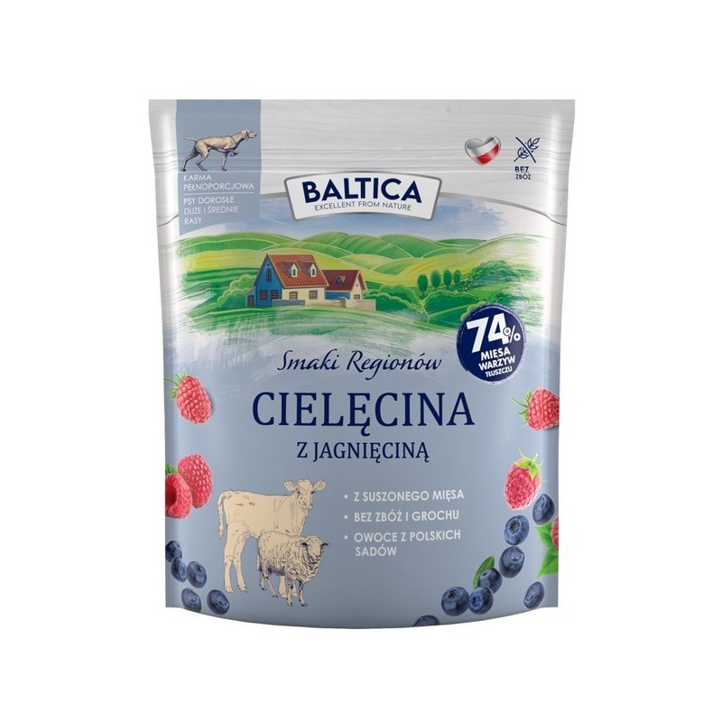 BALTICA SMAKI REGIONÓW Cielęcina z jagnięciną dla dużych psów M/L 9kg PROMO Krótki termin