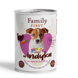 FAMILY FIRST Puszka dla psa Bogata w Indyka z marchewką 400g