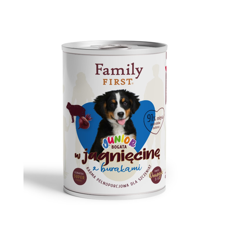 FAMILY FIRST Puszka dla psa Bogata w Jagnięcinę z burakami 400g