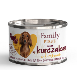 FAMILY FIRST Puszka dla psa Bogata w kurczaka z burakami 200g
