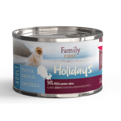 FAMILY FIRST HOLIDAYS Puszka dla psa Indyk/królik/gruszka 200g