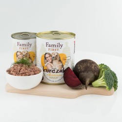 FAMILY FIRST Puszka dla psa Bogata w kurczaka z burakami 800g