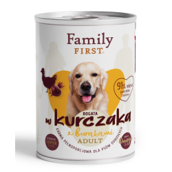FAMILY FIRST Puszka dla psa Bogata w kurczaka z burakami 400g