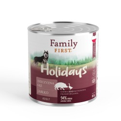 FAMILY FIRST HOLIDAYS Puszka dla psa Dziczyzna/gęś/jabłko 800g