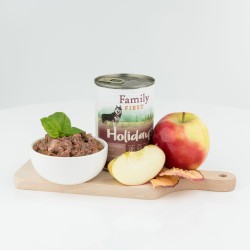 FAMILY FIRST HOLIDAYS Puszka dla psa Dziczyzna/gęś/jabłko 400g