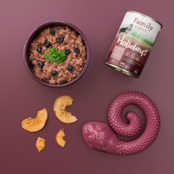 FAMILY FIRST HOLIDAYS Puszka dla psa Dziczyzna/gęś/jabłko 400g