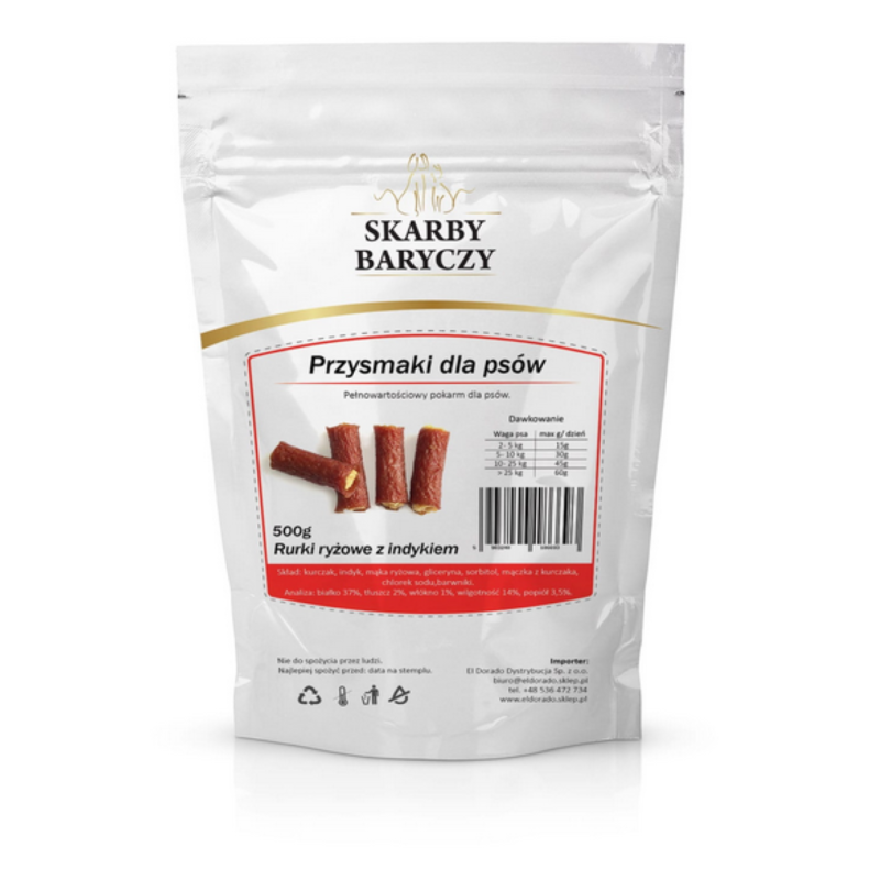 Skarby Baryczy rurki ryżowe z indykiem 500g 500 g