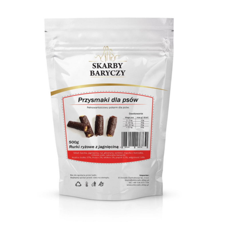 Skarby Baryczy rurki ryżowe z jagnięciną 500g 500 g