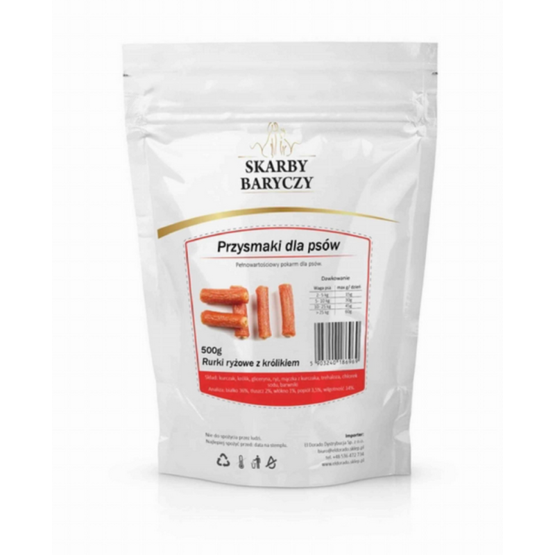 Skarby Baryczy rurki ryżowe z królikiem 500g 500 g