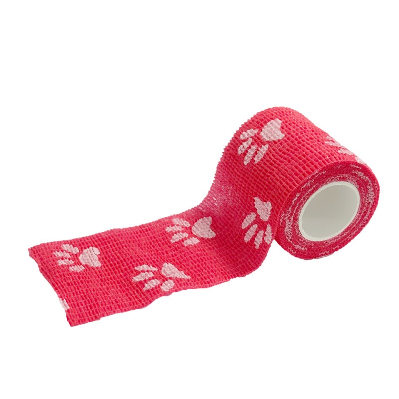 Bandaż kohezyjny 5 cm x 4,5m czerwony w łapki 1 sztuka