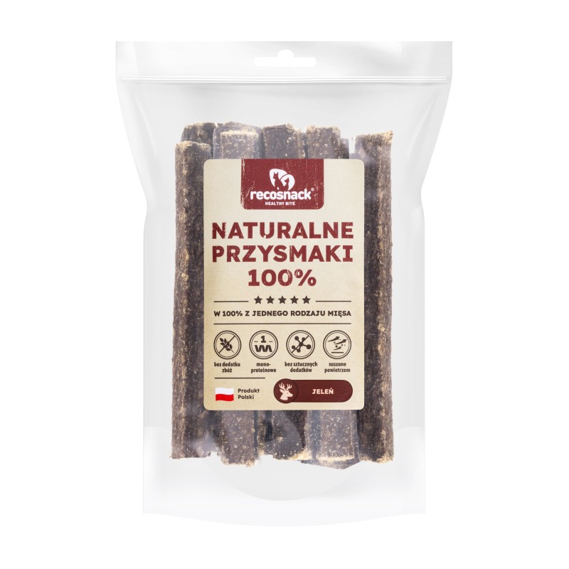 Recosnack MIĘSNE PAŁECZKI kwad.(12cm) JELEŃ 500 g