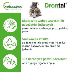 VETOQUINOL Drontal Dog Flavour 150/144/50 mg - tabletki na odrobaczanie dla psów do 20kg / 2 tabl.