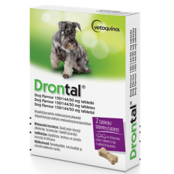 VETOQUINOL Drontal Dog Flavour 150/144/50 mg - tabletki na odrobaczanie dla psów do 20kg / 2 tabl.