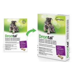 VETOQUINOL Drontal Dog Flavour 150/144/50 mg - tabletki na odrobaczanie dla psów do 20kg / 2 tabl.