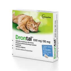VETOQUINOL Drontal Cat 230 mg/20 mg - tabletki na odrobaczanie dla kotów do 8kg / 2 tabl.