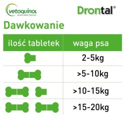 VETOQUINOL Drontal Dog Flavour 150/144/50 mg - tabletki na odrobaczanie dla psów do 20kg / 2 tabl.