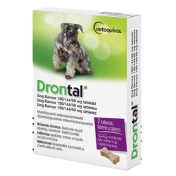 VETOQUINOL Drontal Dog Flavour 150/144/50 mg - tabletki na odrobaczanie dla psów do 20kg / 2 tabl.