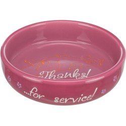 TRIXIE Miska ceramiczna "Thanks for service" dla kotów krótkonosych (0,3l / śr. 15cm) - różne kolory