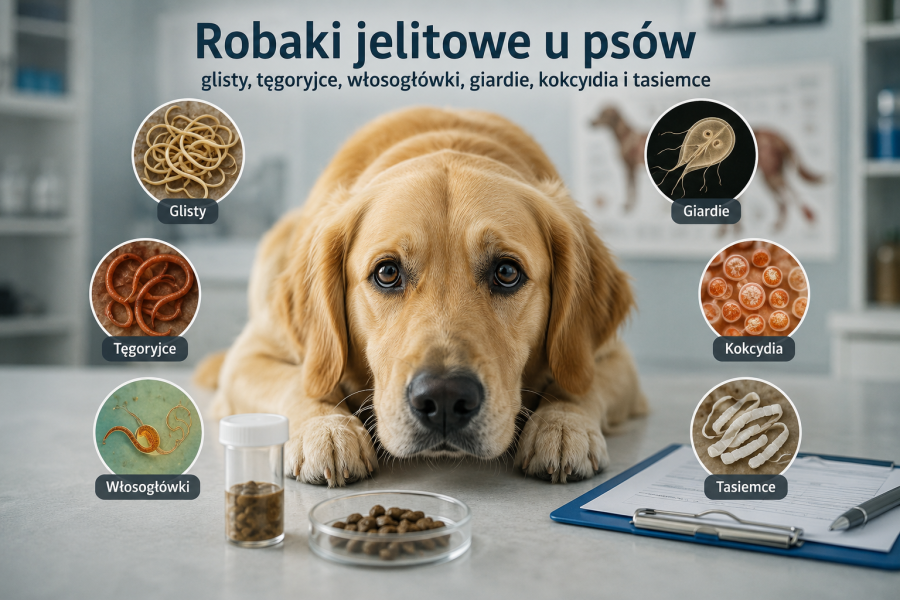 Robaki jelitowe u psów – glisty, tęgoryjce, włosogłówki, giardie, kokcydia i tasiemce